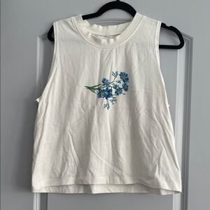 Floral Print White Tank Top